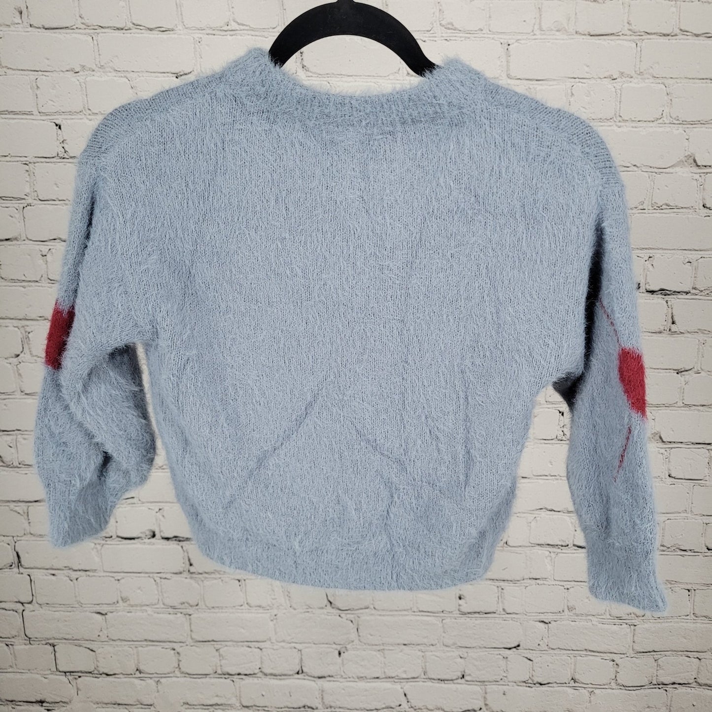 Zara Knitwear Fancy Collection Blue Argyle Heart Long Sleeve Sweater Girls 7