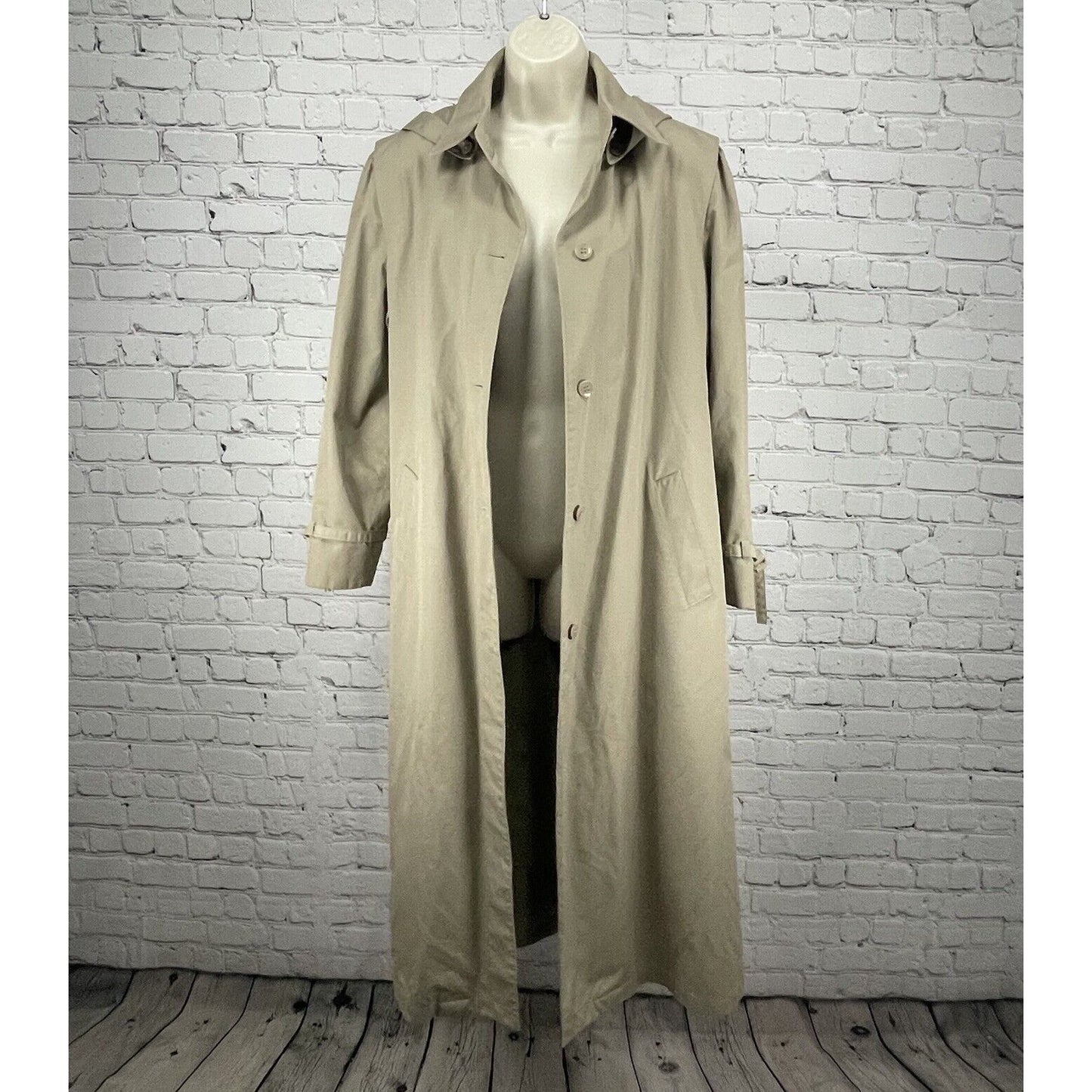 Misty Harbor Tan Beth Trench Long Coat Removable Faux Fur Lining Hooded Size 12