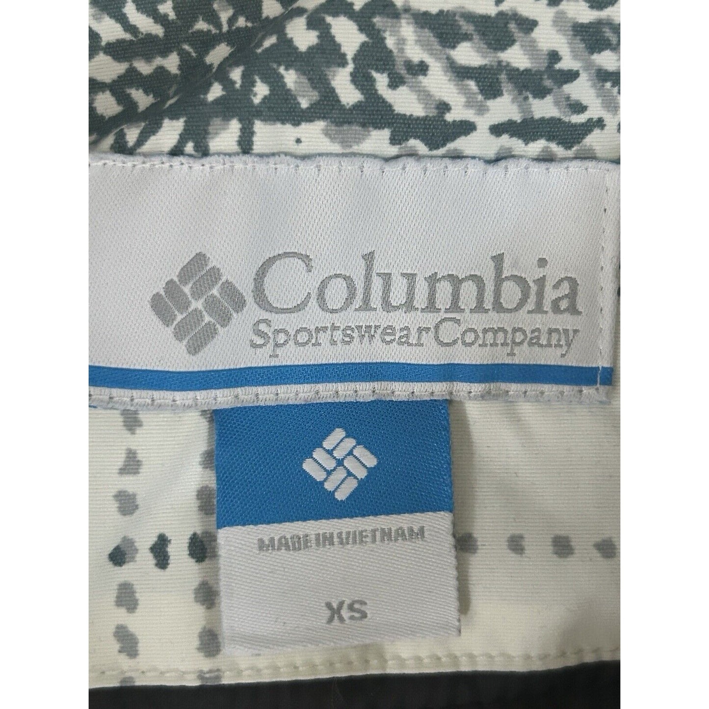 Columbia White Blue Plaid Elastic Waist Zip Up Snow Ski Winter Jacket Size XS