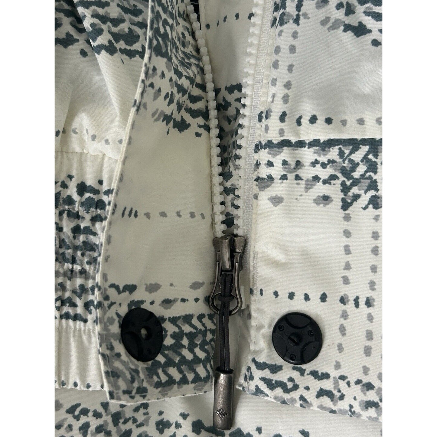 Columbia White Blue Plaid Elastic Waist Zip Up Snow Ski Winter Jacket Size XS