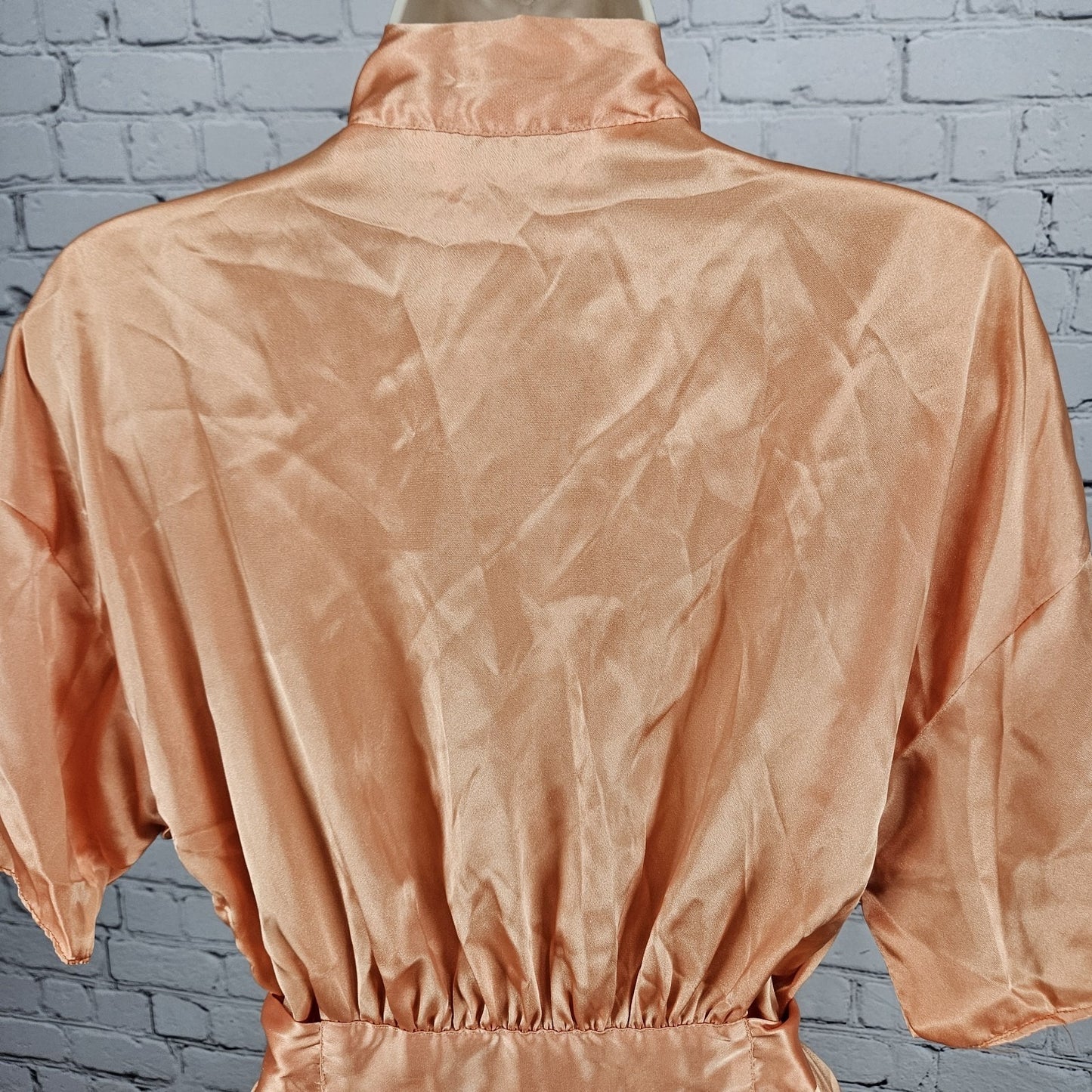 Victoria's Secret Orange Satin Short Sleeve Belted Pockets Lightweight Robe O/S