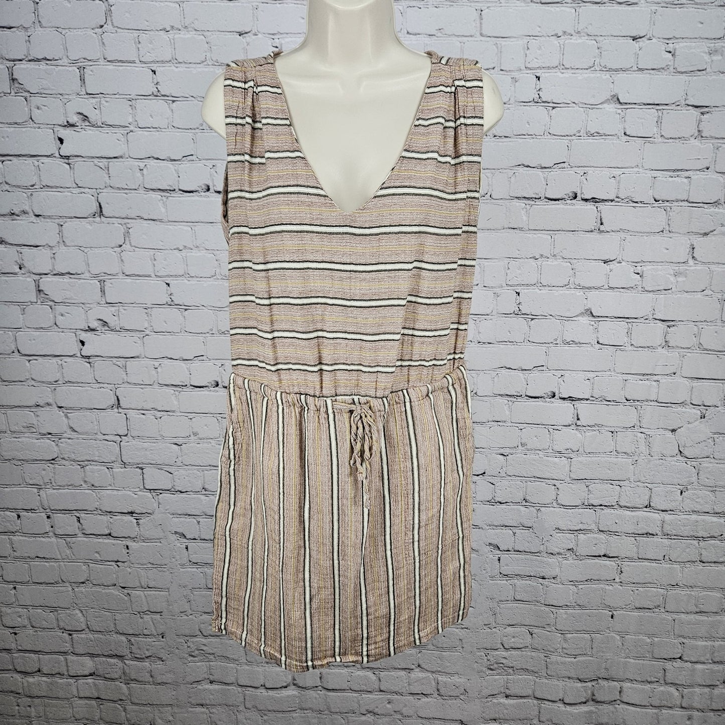 PrAna Multicolor Ecotropics Organic Cotton Striped Open Back Short Dress Small S