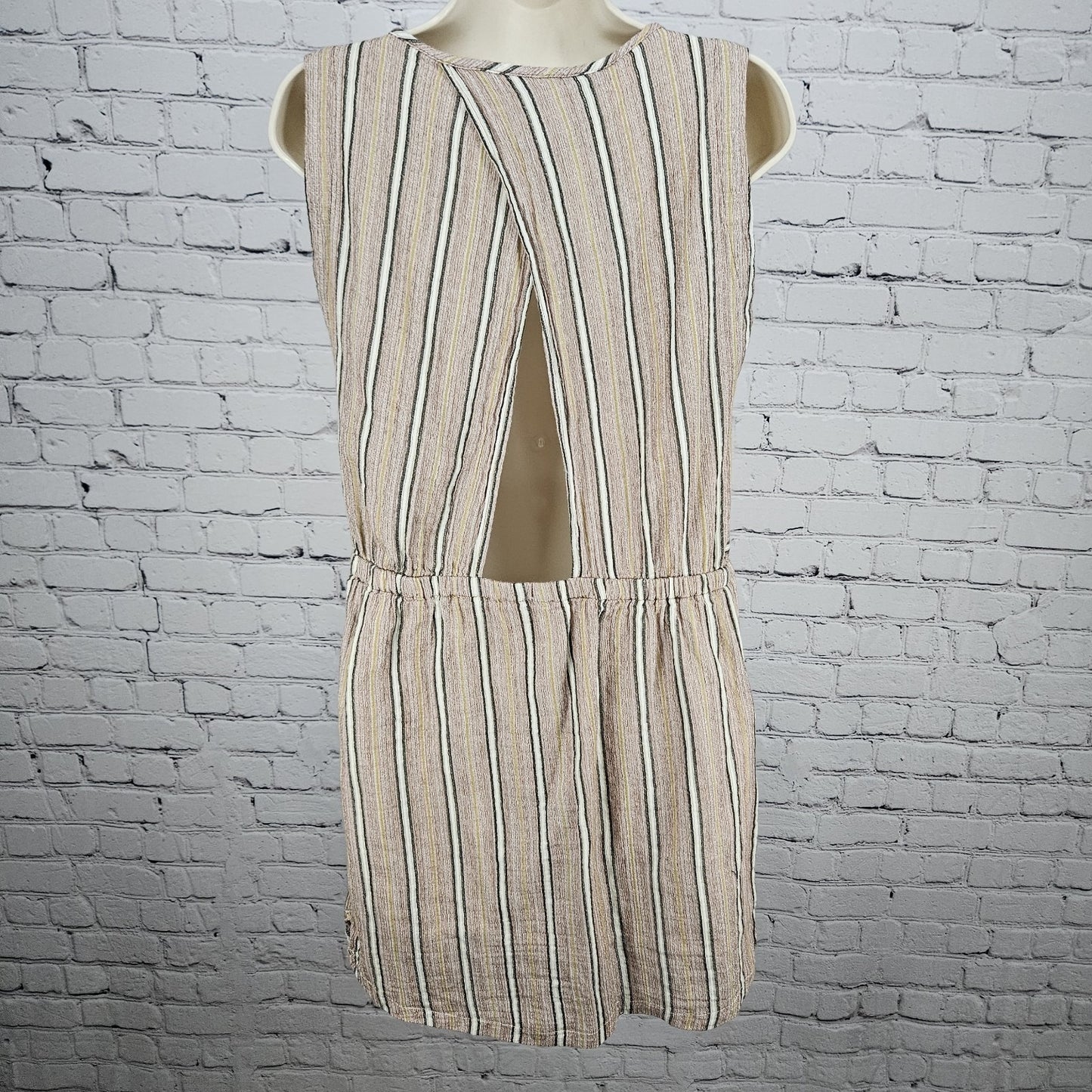 PrAna Multicolor Ecotropics Organic Cotton Striped Open Back Short Dress Small S