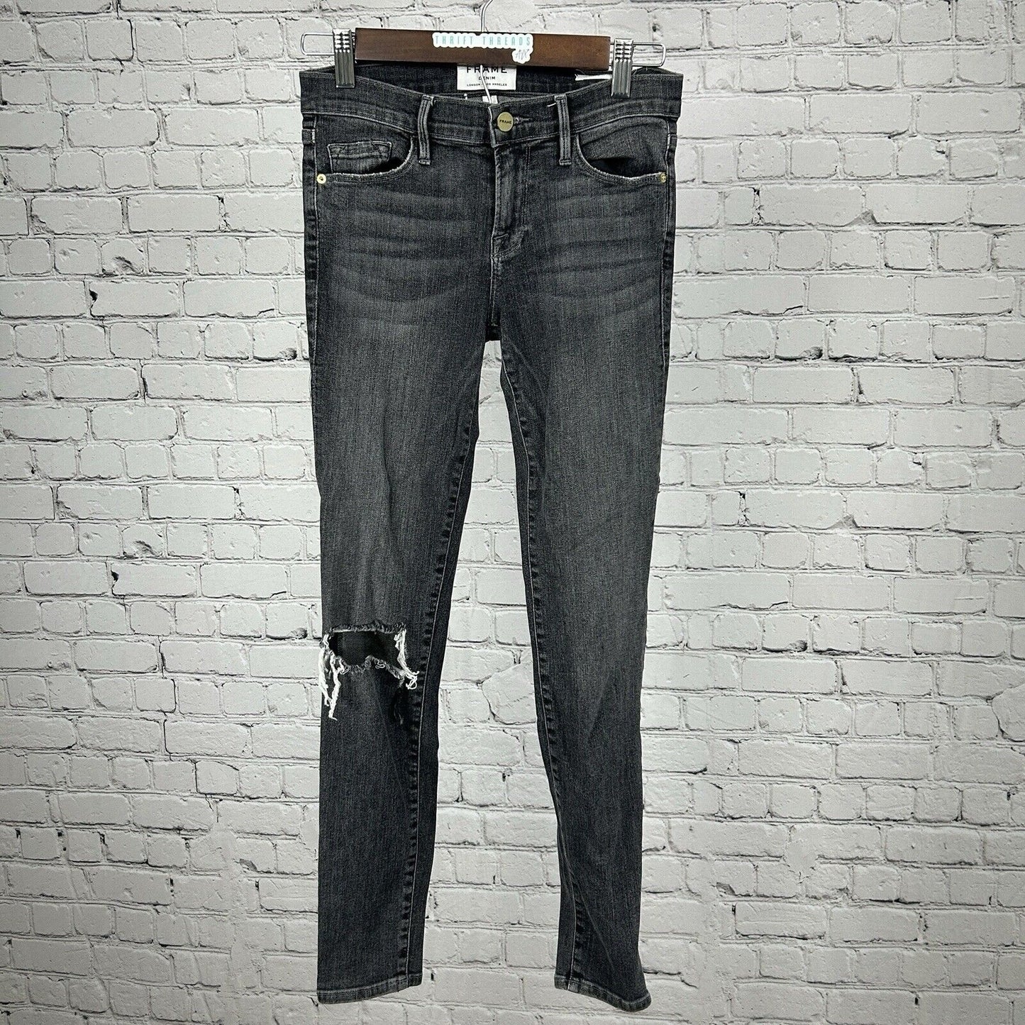 Frame Denim Le Skinny De Jeanne Dark Gray Cotton Blend Jean USA Size 25(25X27)
