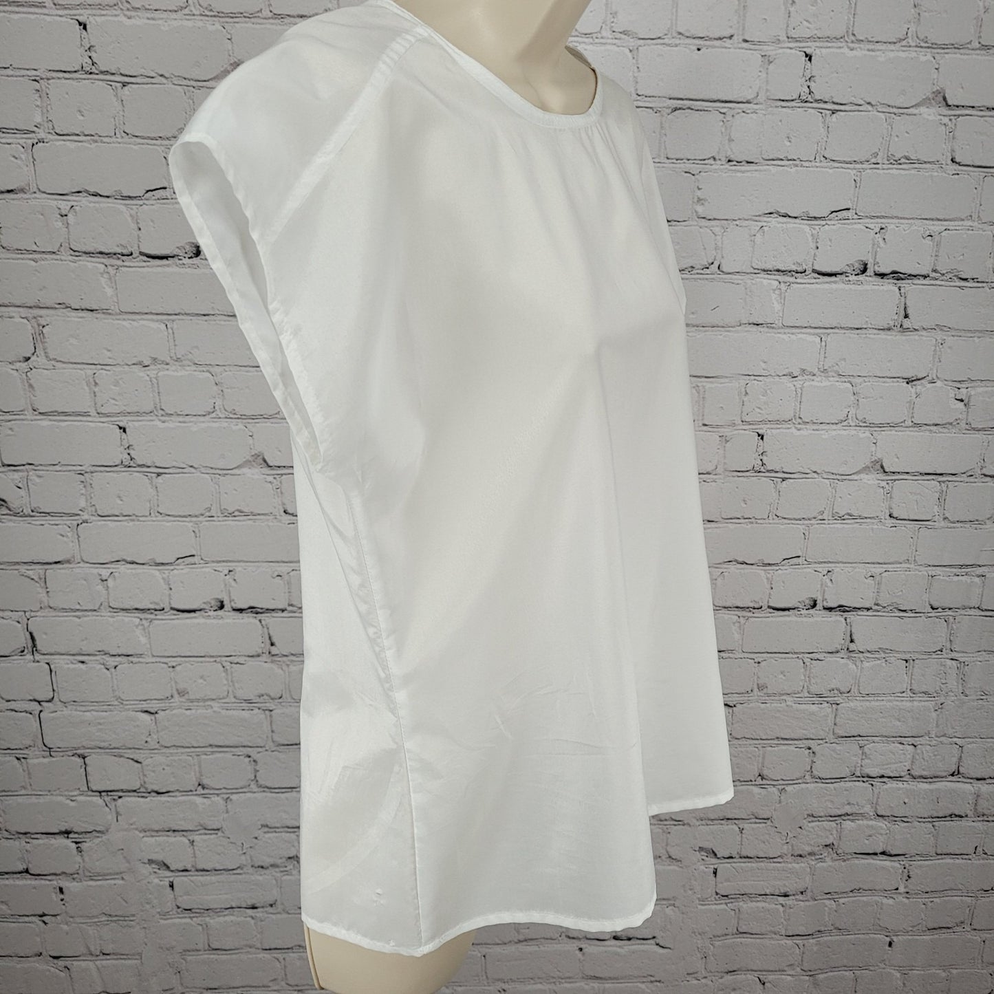 VTG Lady Arrow White Sheer Lightweight Short Sleeve Top Blouse USA Made Size 12
