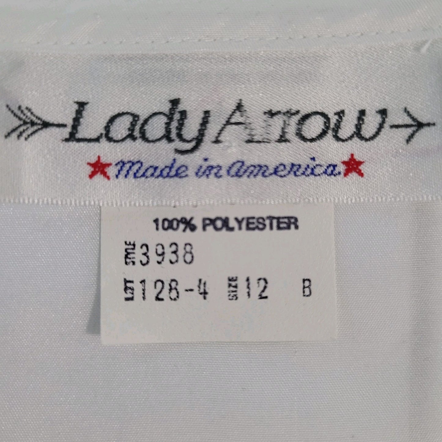 VTG Lady Arrow White Sheer Lightweight Short Sleeve Top Blouse USA Made Size 12