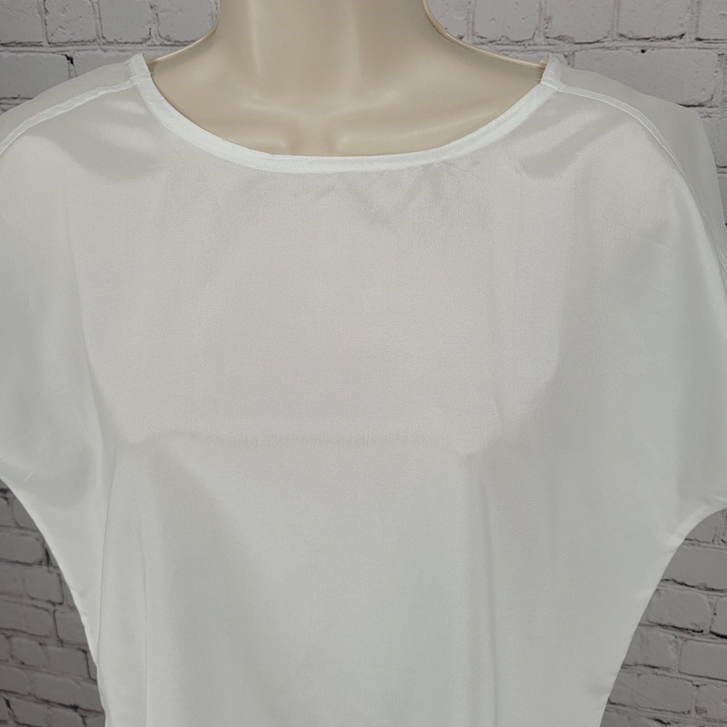 VTG Lady Arrow White Sheer Lightweight Short Sleeve Top Blouse USA Made Size 12
