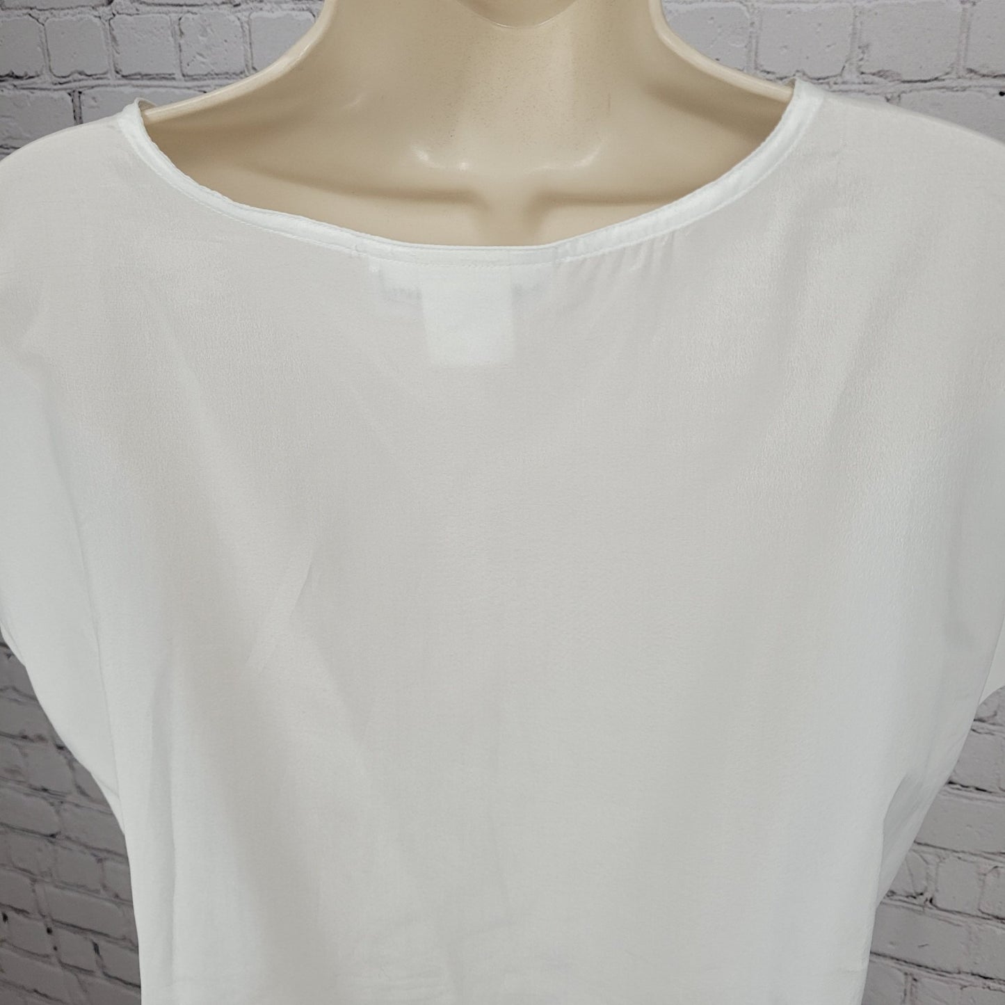 VTG Lady Arrow White Sheer Lightweight Short Sleeve Top Blouse USA Made Size 12