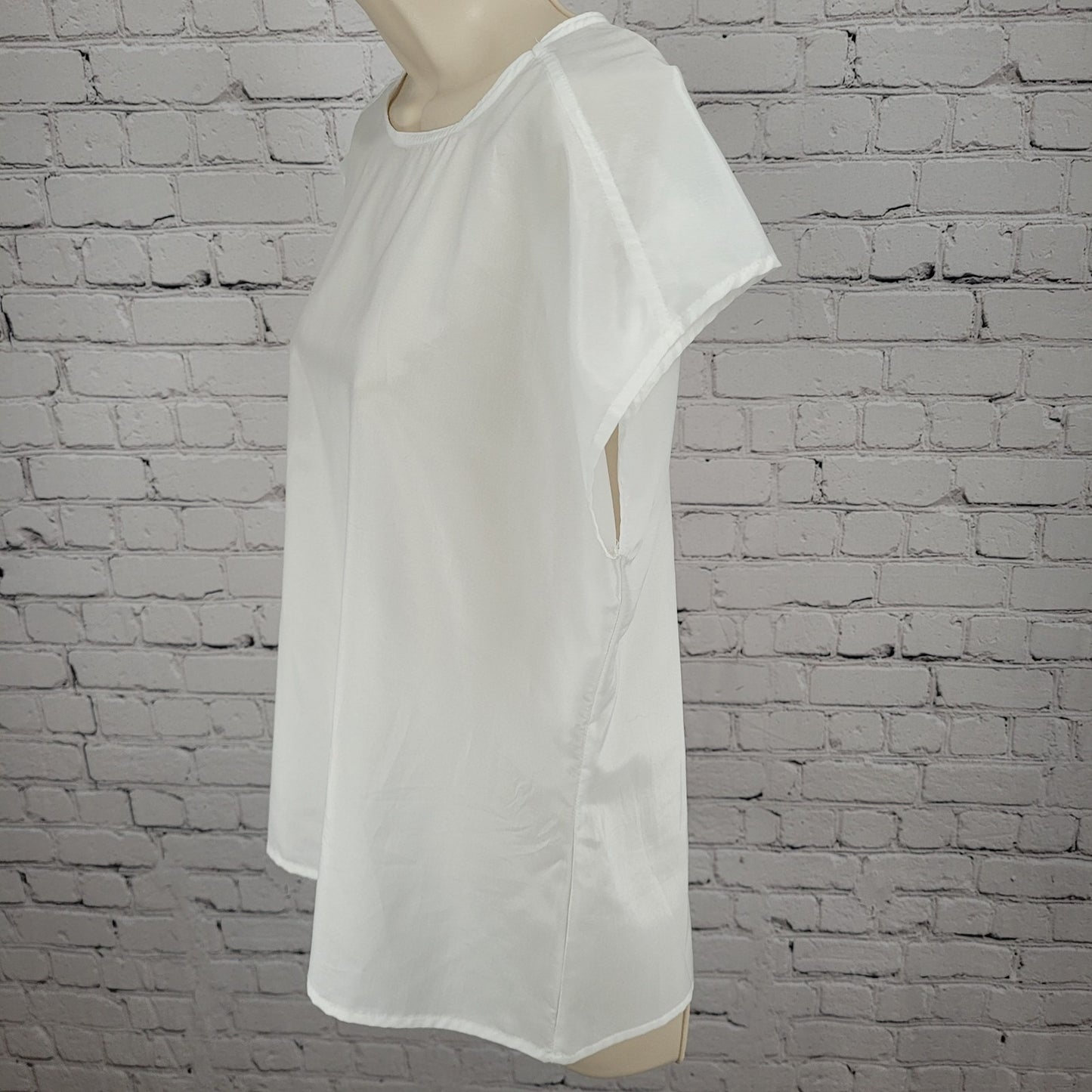 VTG Lady Arrow White Sheer Lightweight Short Sleeve Top Blouse USA Made Size 12