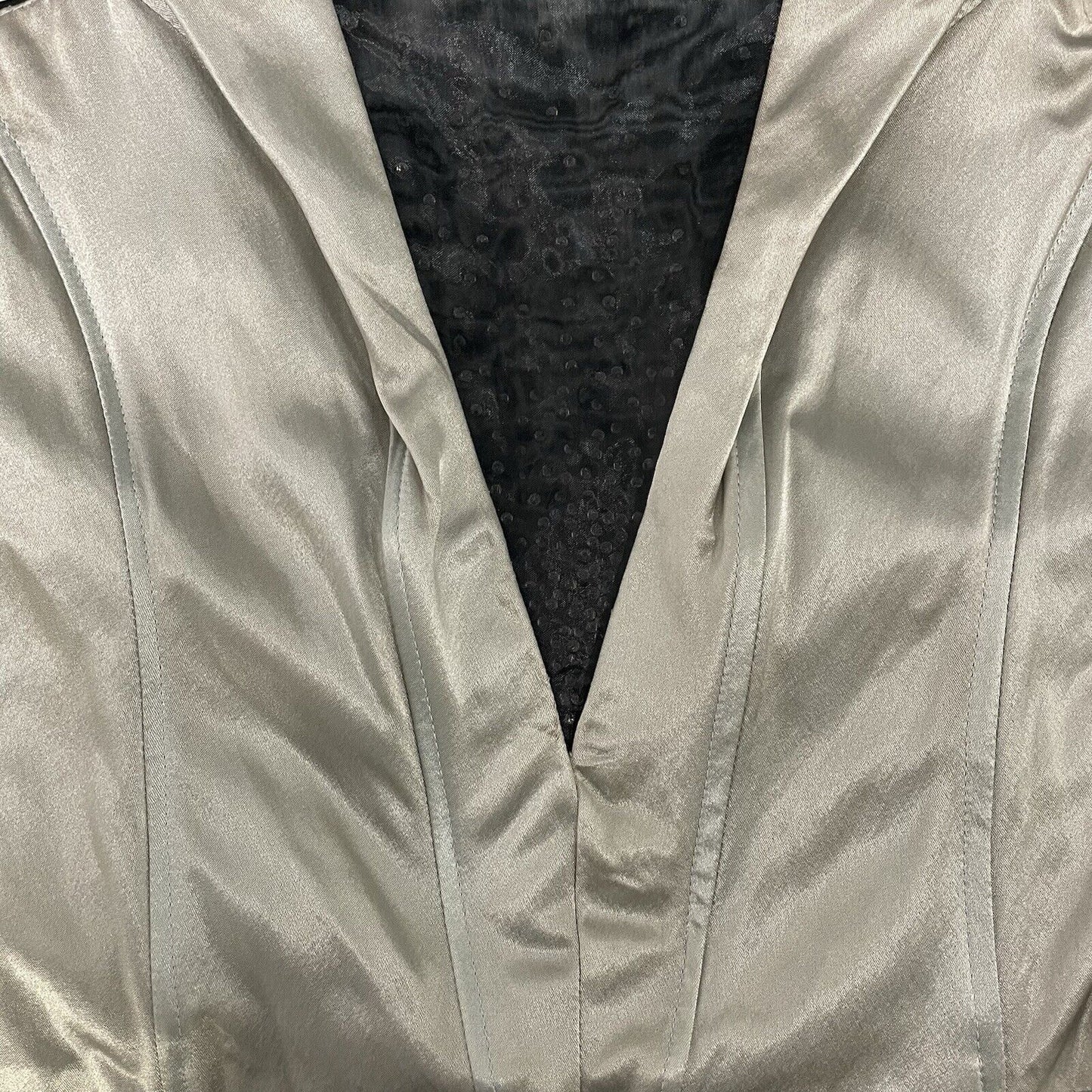 VTG Bain De Nuit Black Satin Cut Out Sparkle Zip Boned Corset Top Size Small S