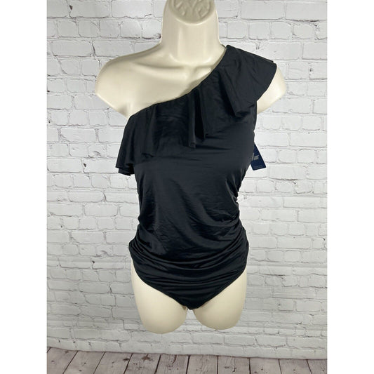 NWT Hilor Womens One Piece Swimsuit One Shoulder Swimwear Asymmetric Ruffle 14