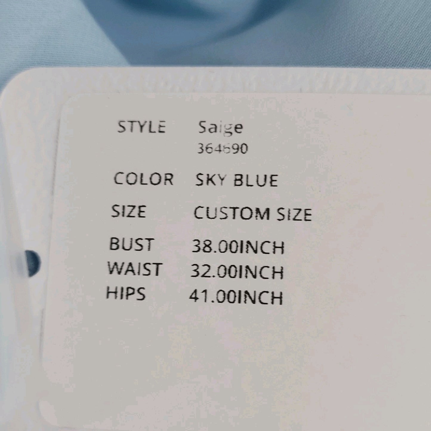 NWT Azazie Saige Sky Blue Empire Waist Side Slit Bridesmaid Dress Custom Size