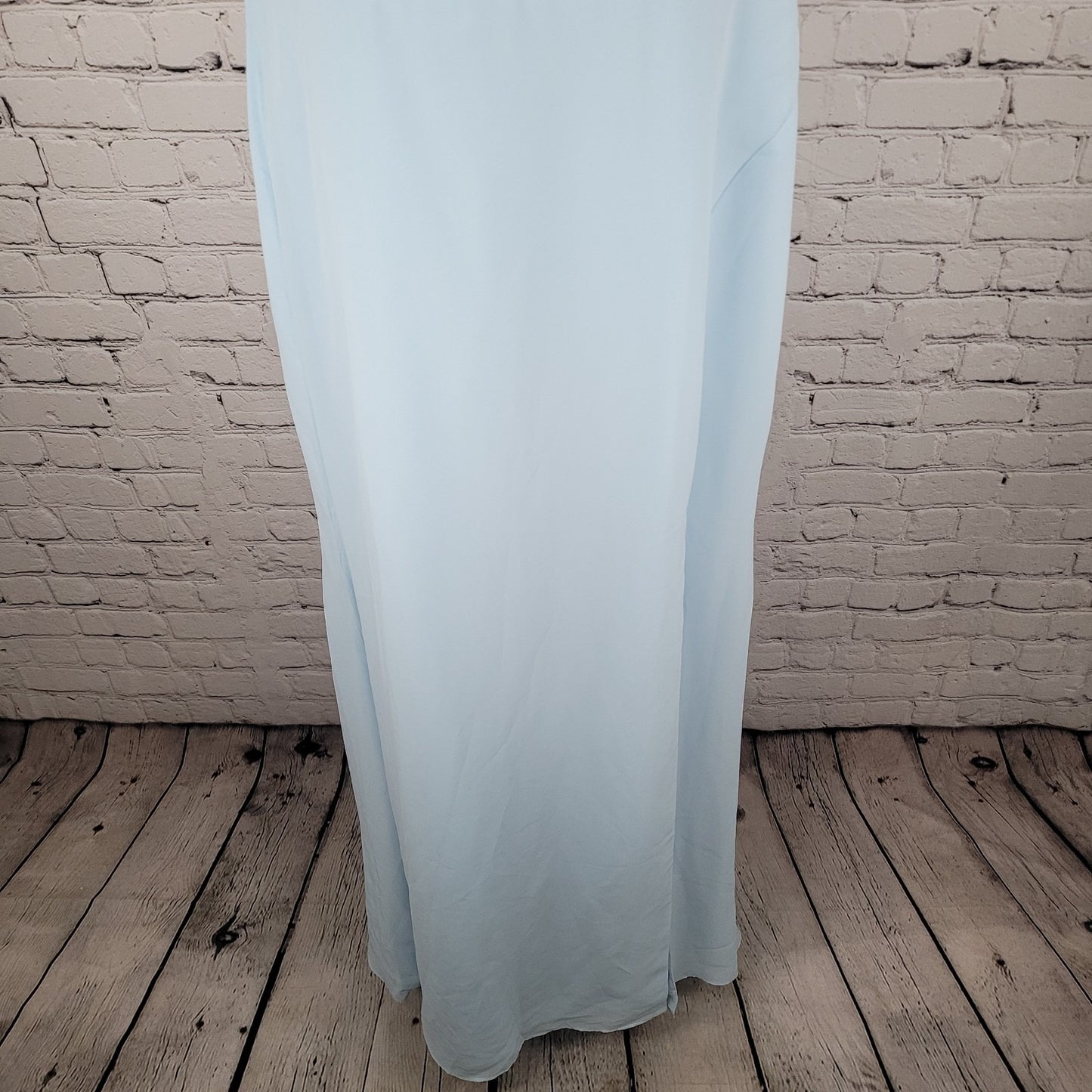 NWT Azazie Saige Sky Blue Empire Waist Side Slit Bridesmaid Dress Custom Size
