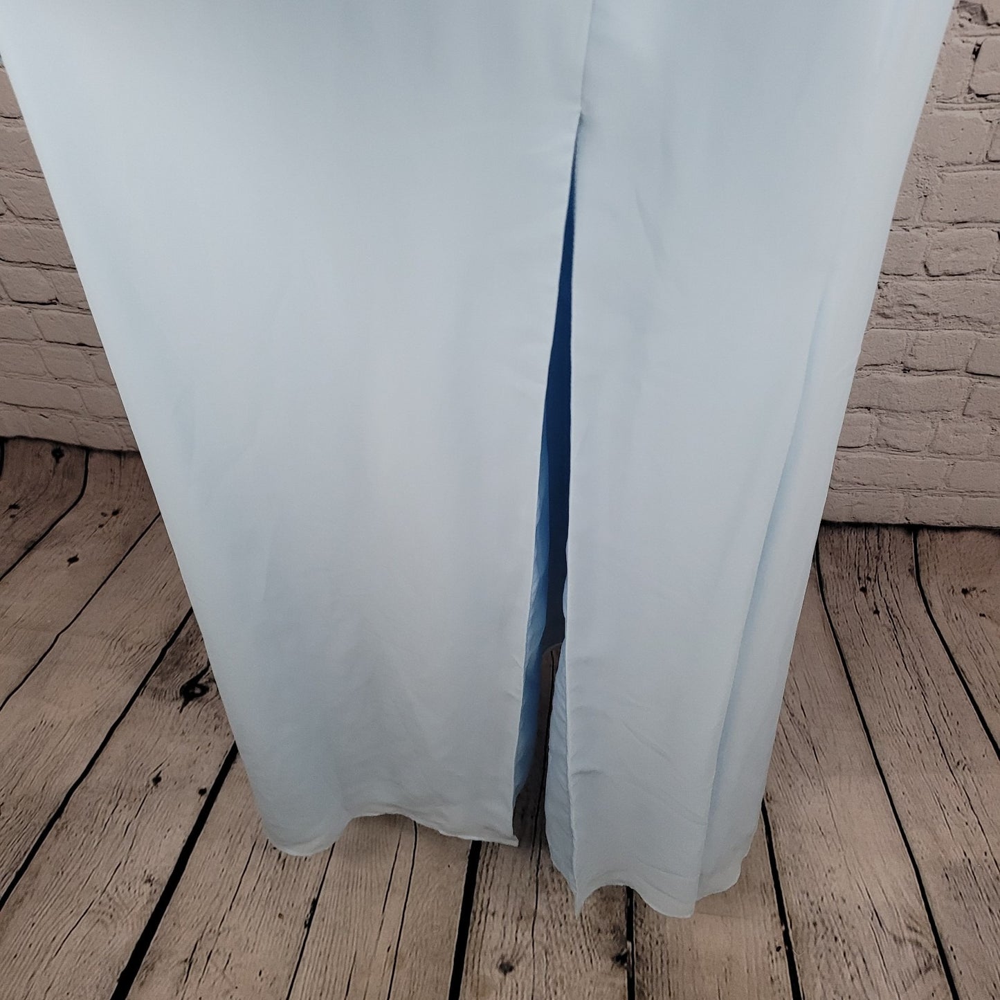 NWT Azazie Saige Sky Blue Empire Waist Side Slit Bridesmaid Dress Custom Size