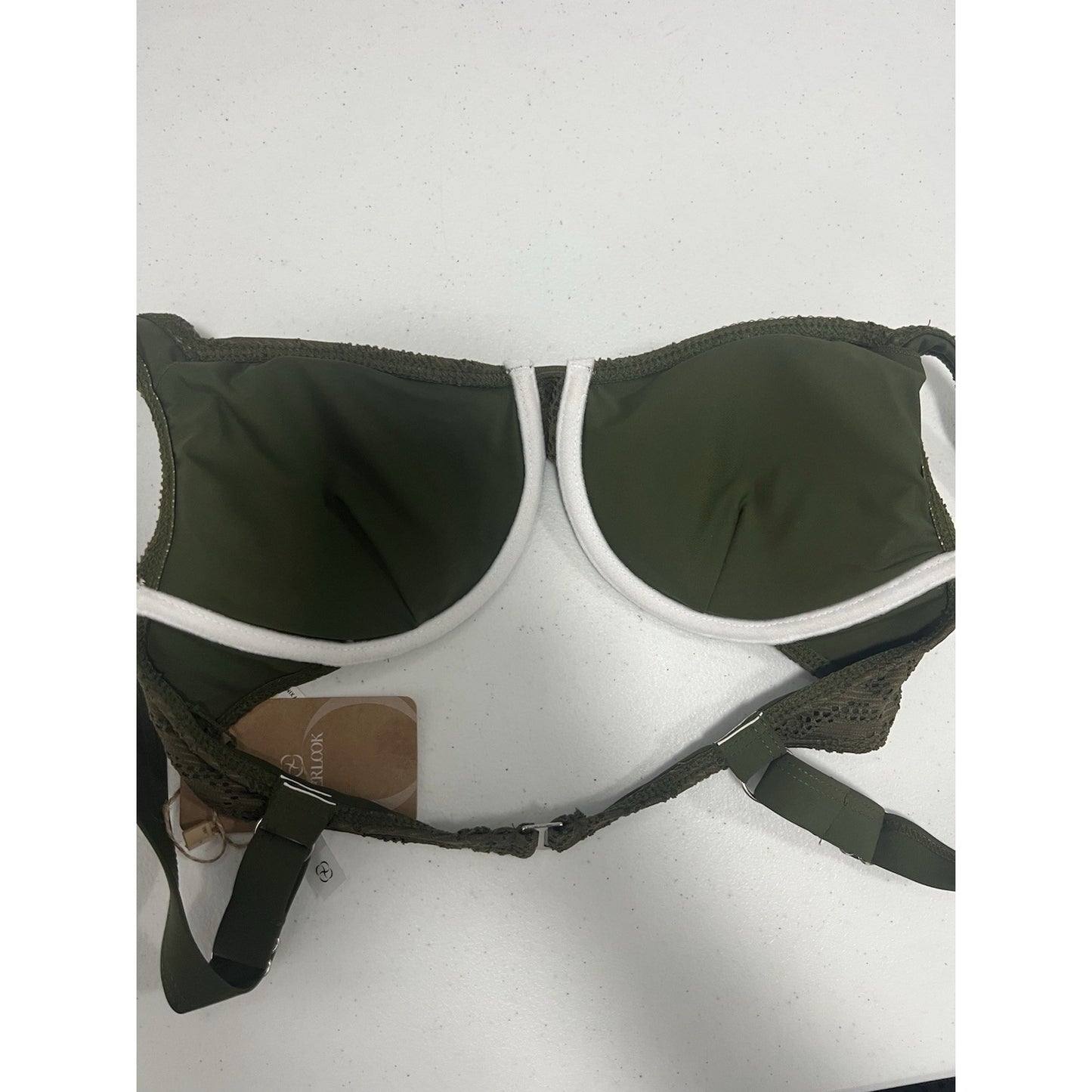 NWT Berlook Green Crochet Underwire Lightly Padded Bikini Recycled Materials M