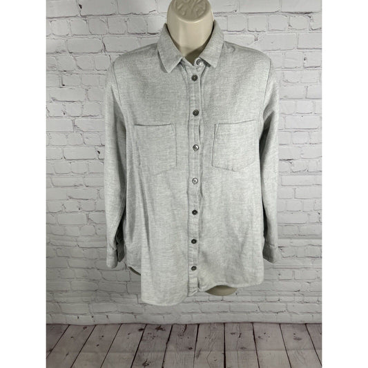 Madewell Flannel Sunday Shirt Gray Long Sleeve Button Up 2 Pockets On Sides XXS