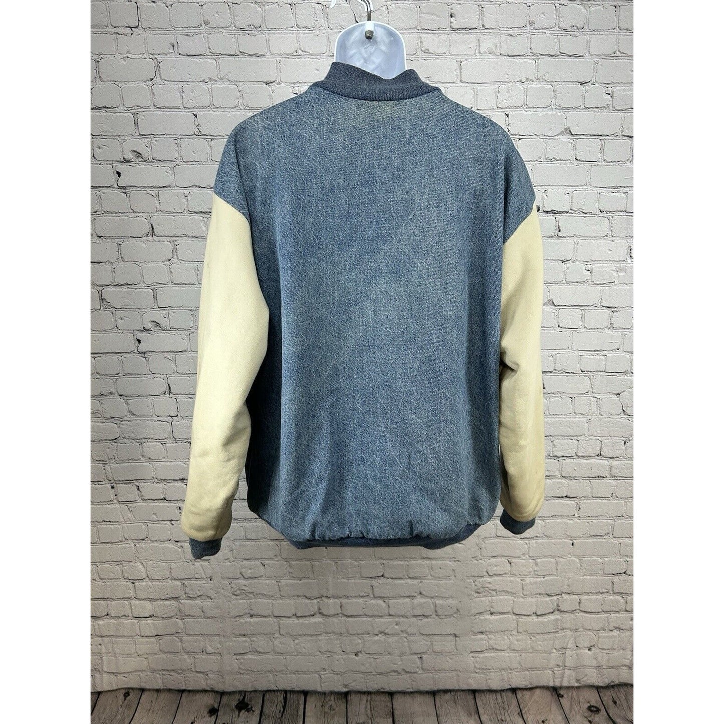 Fruit Of The Loom Super Cotton Light Wash Denim Varsity Jacket Alaska Eagle XL