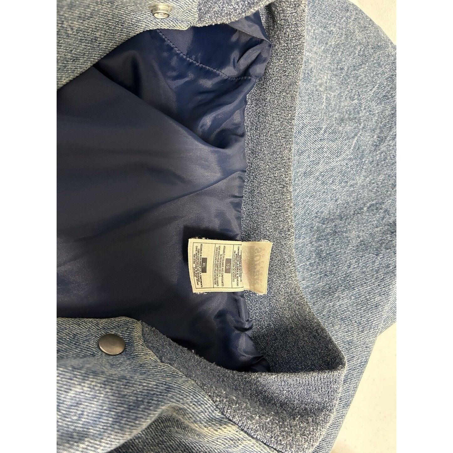 Fruit Of The Loom Super Cotton Light Wash Denim Varsity Jacket Alaska Eagle XL