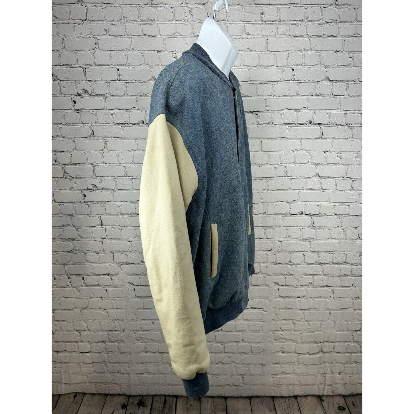 Fruit Of The Loom Super Cotton Light Wash Denim Varsity Jacket Alaska Eagle XL