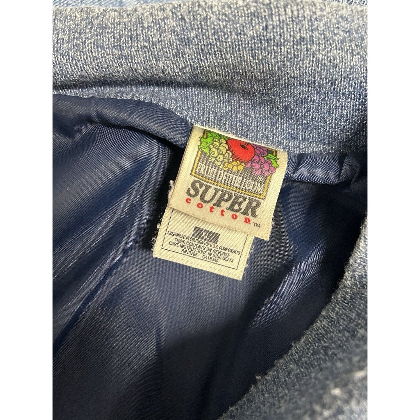 Fruit Of The Loom Super Cotton Light Wash Denim Varsity Jacket Alaska Eagle XL