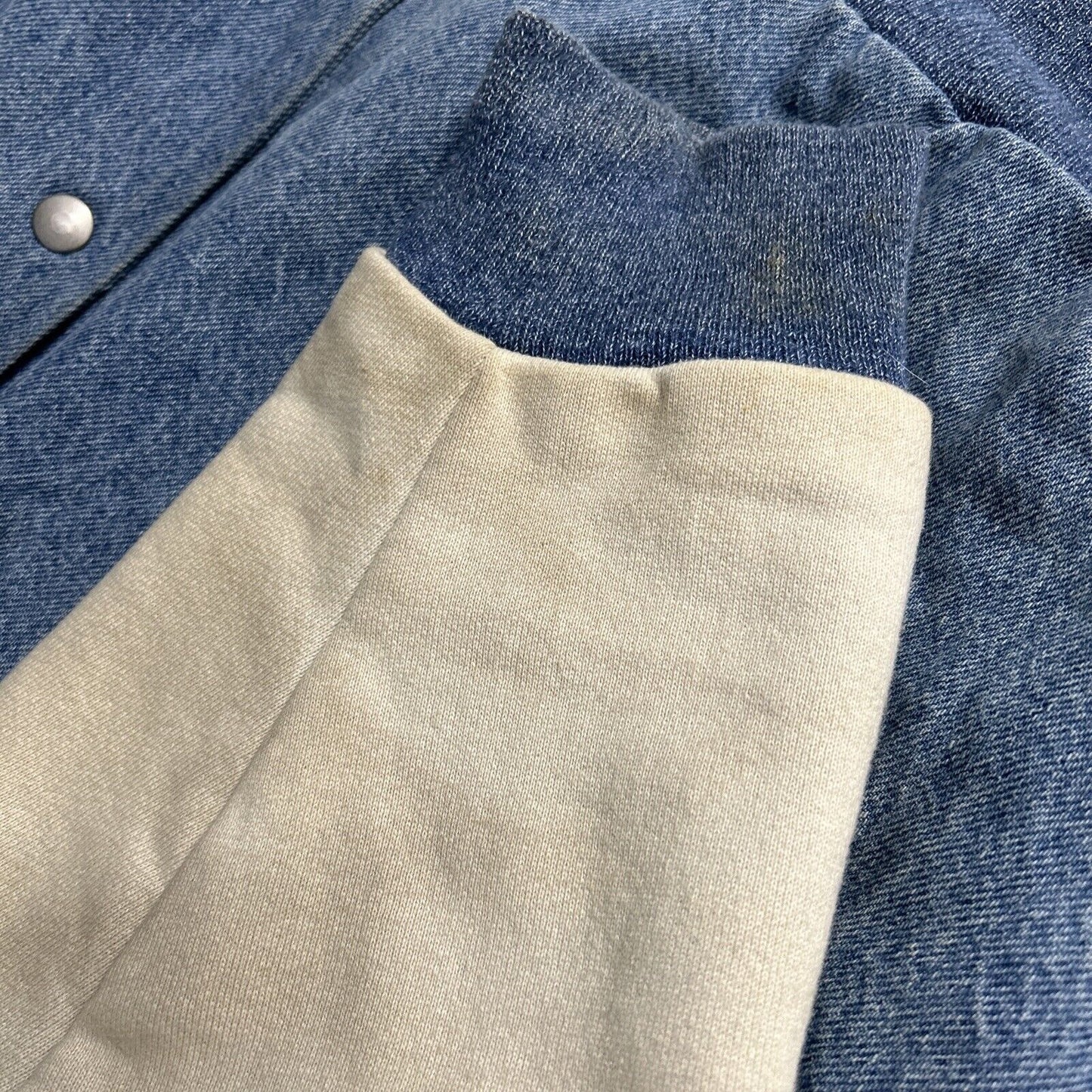 Fruit Of The Loom Super Cotton Light Wash Denim Varsity Jacket Alaska Eagle XL