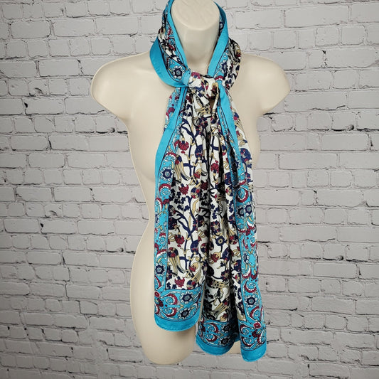 Sal Dunyasi Bursa Silk Multicolor Floral Rectangle Scarf 62x21"