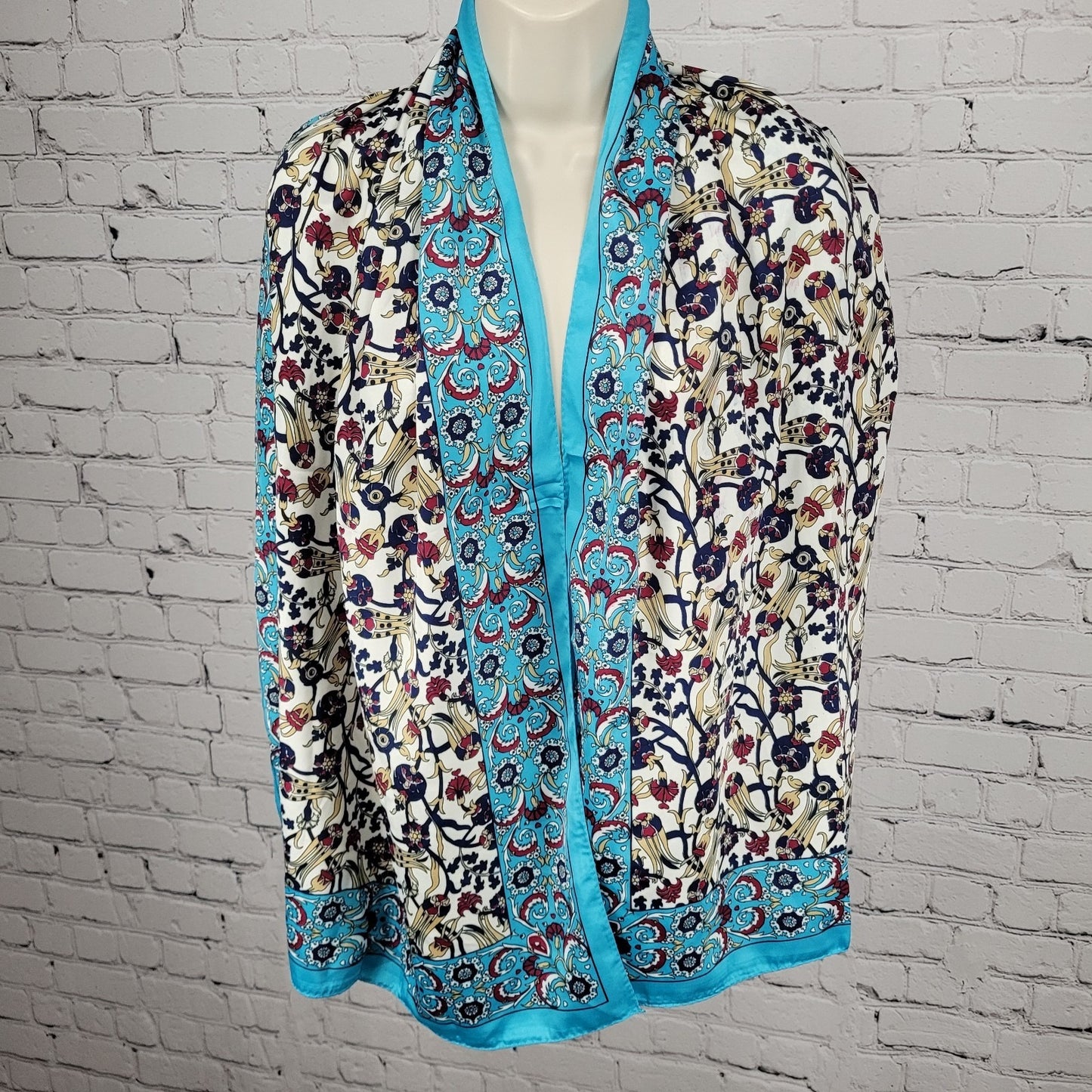 Sal Dunyasi Bursa Silk Multicolor Floral Rectangle Scarf 62x21"