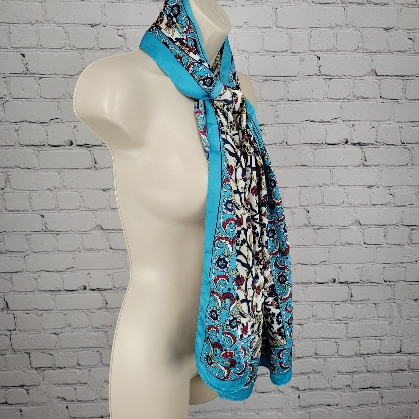 Sal Dunyasi Bursa Silk Multicolor Floral Rectangle Scarf 62x21"