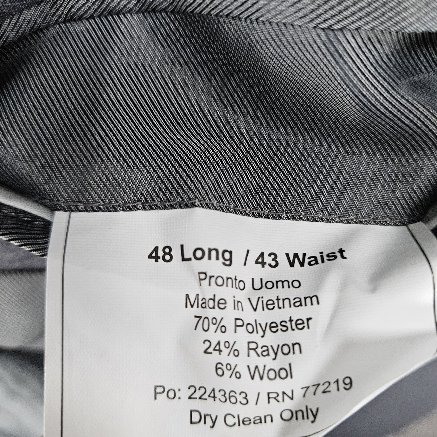 Pronto Uomo Grey Wool Blend 2 Button Double Vented Notch Blazer Sport Coat 48L