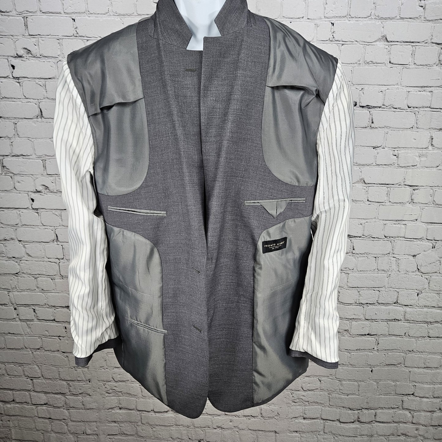 Pronto Uomo Grey Wool Blend 2 Button Double Vented Notch Blazer Sport Coat 48L