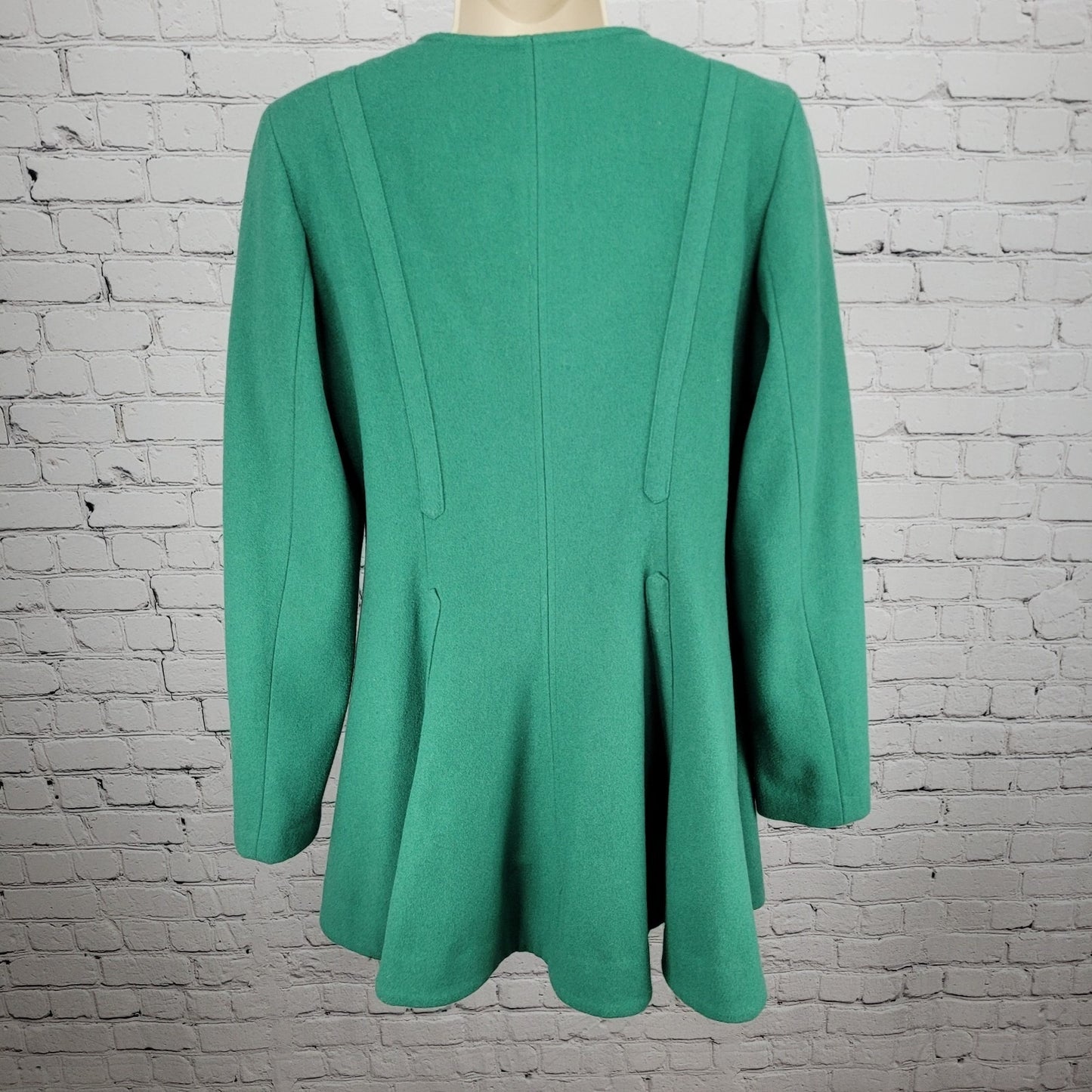 Elevenses Anthropologie Green Wool Blend Double Breasted Buttoned Pea Coat 12