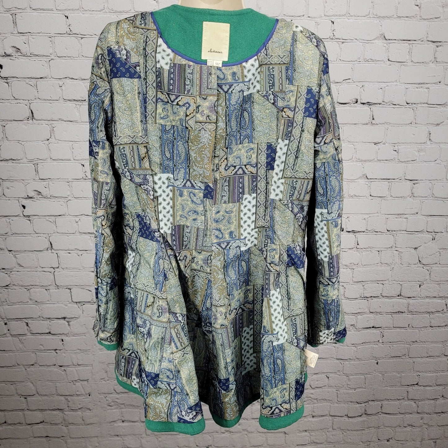 Elevenses Anthropologie Green Wool Blend Double Breasted Buttoned Pea Coat 12