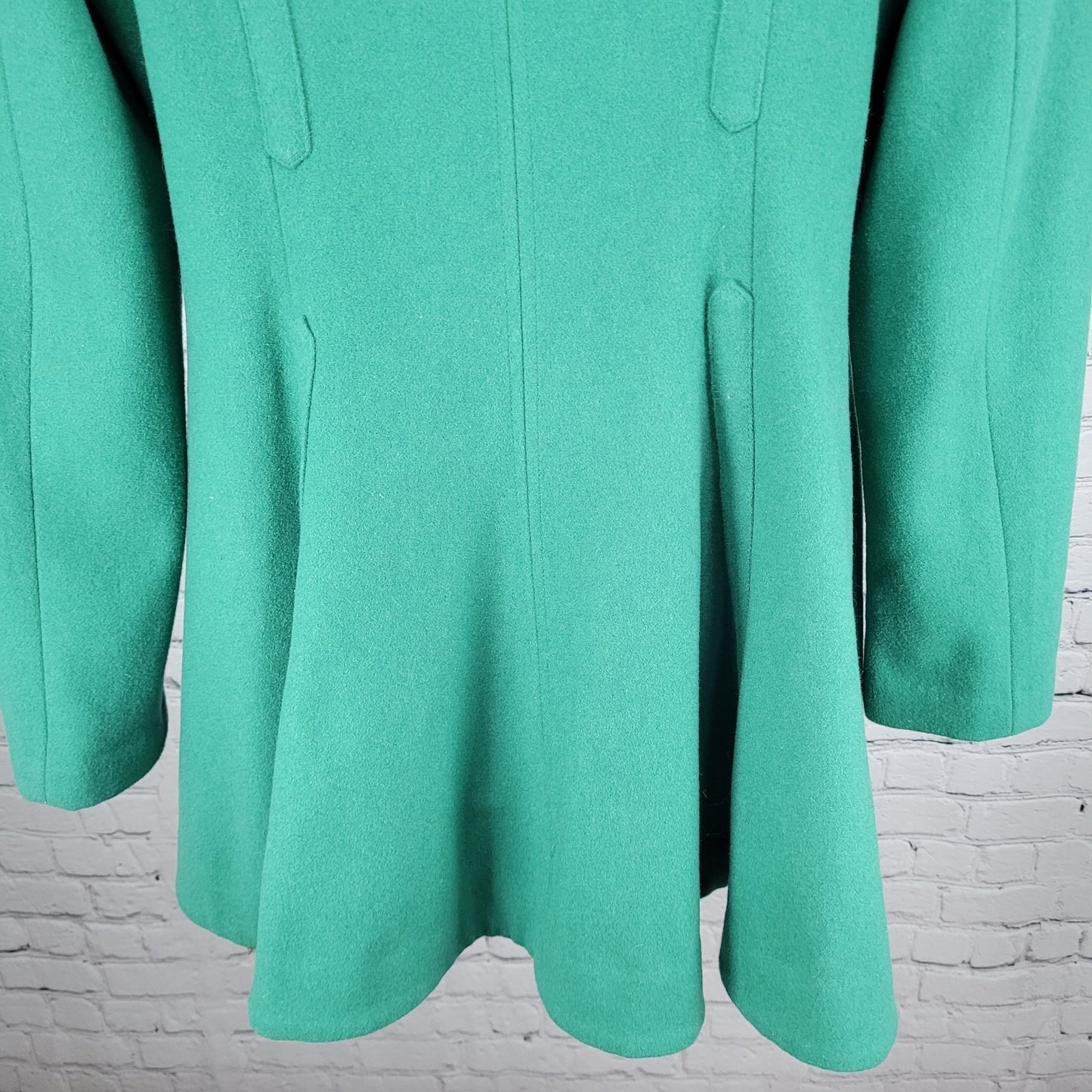 Elevenses Anthropologie Green Wool Blend Double Breasted Buttoned Pea Coat 12