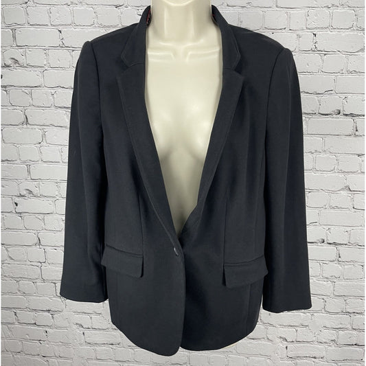 Talbots Black Aberdeen Button Vented Stretch Lined Pockets Blazer Jacket Size 8