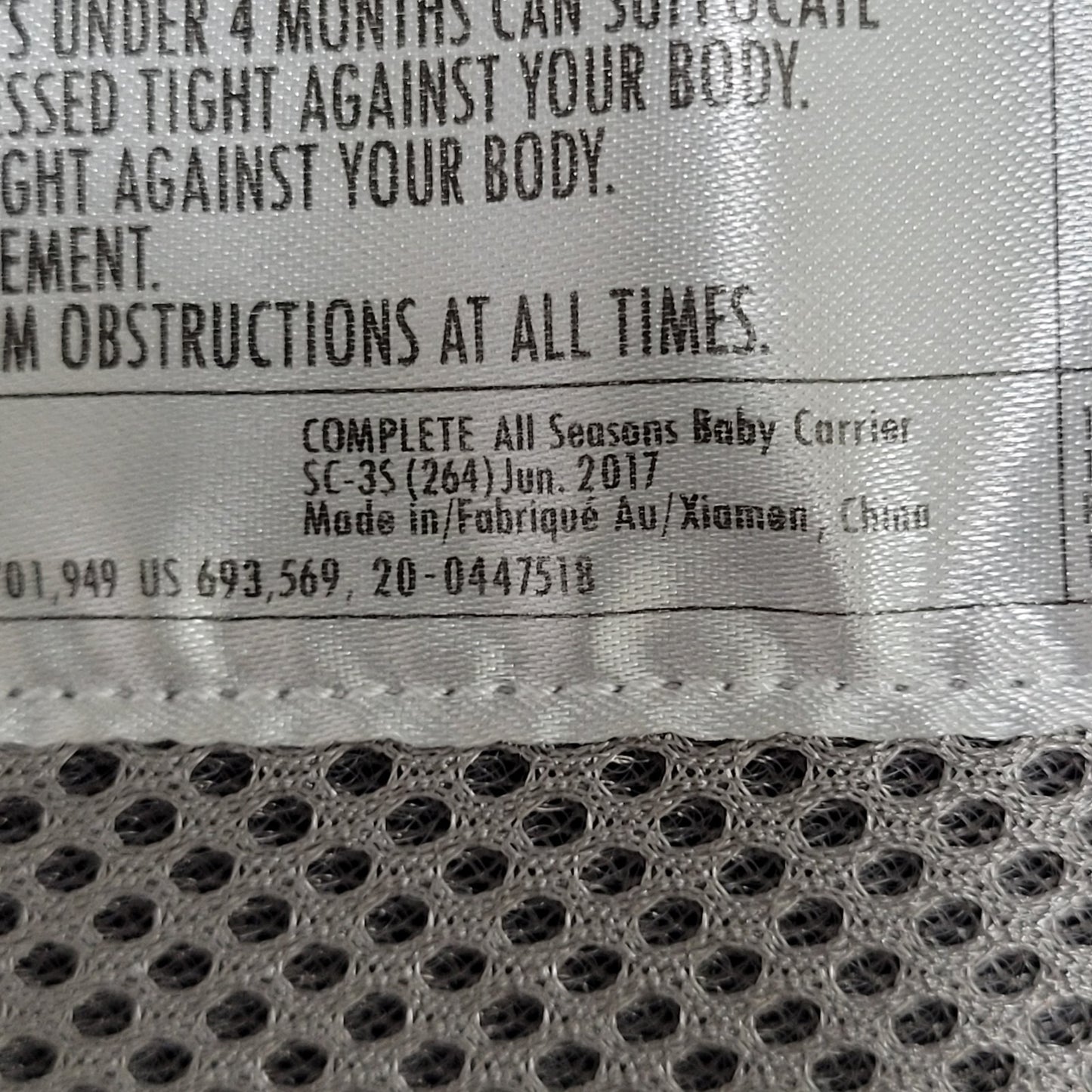 Lille Baby Grey Complete All Seasons Infant Carrier Lumbar Support Zip Storage