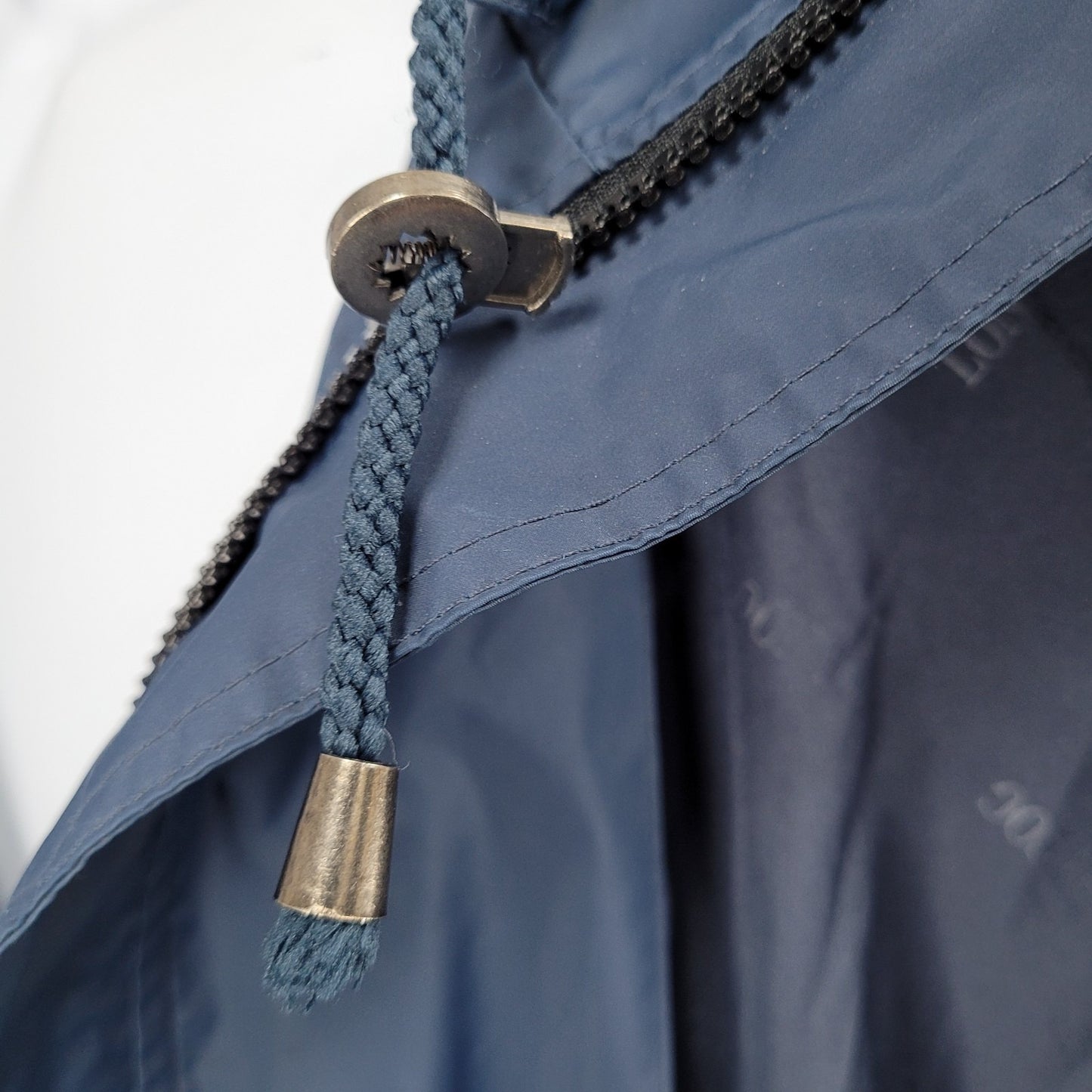 London Fog Blue Hooded Full Zip Snap Pockets Lined Long Rain Coat Jacket Medium