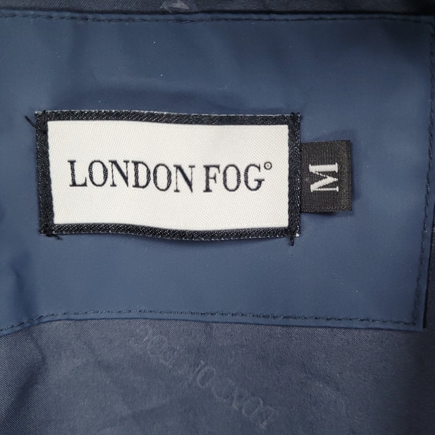 London Fog Blue Hooded Full Zip Snap Pockets Lined Long Rain Coat Jacket Medium