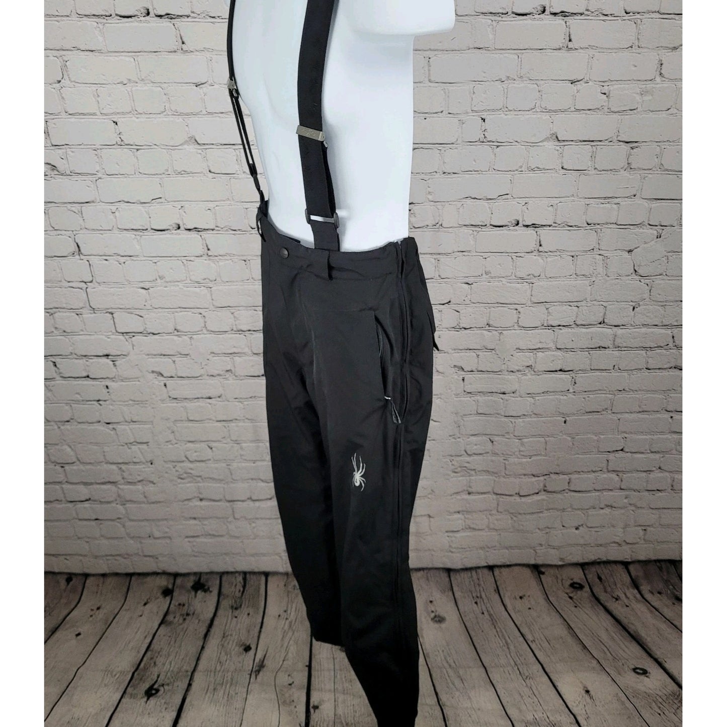 Spyder Black Insulated Adjustable Waist Zip Pockets Snow Pants Bibs Kids Size 16