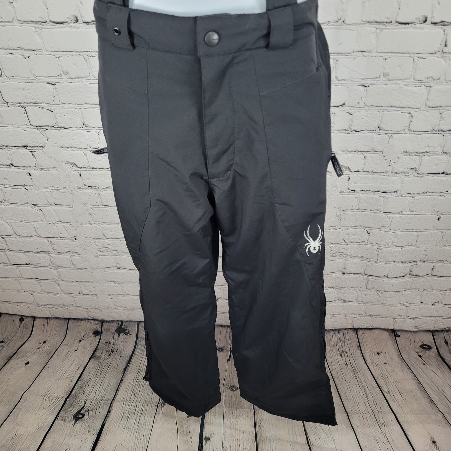 Spyder Black Insulated Adjustable Waist Zip Pockets Snow Pants Bibs Kids Size 16