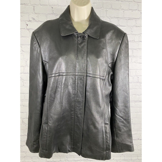 Leather Limited Black 100% Leather Lined Full Zip Motorcycle Jacket Womens XL