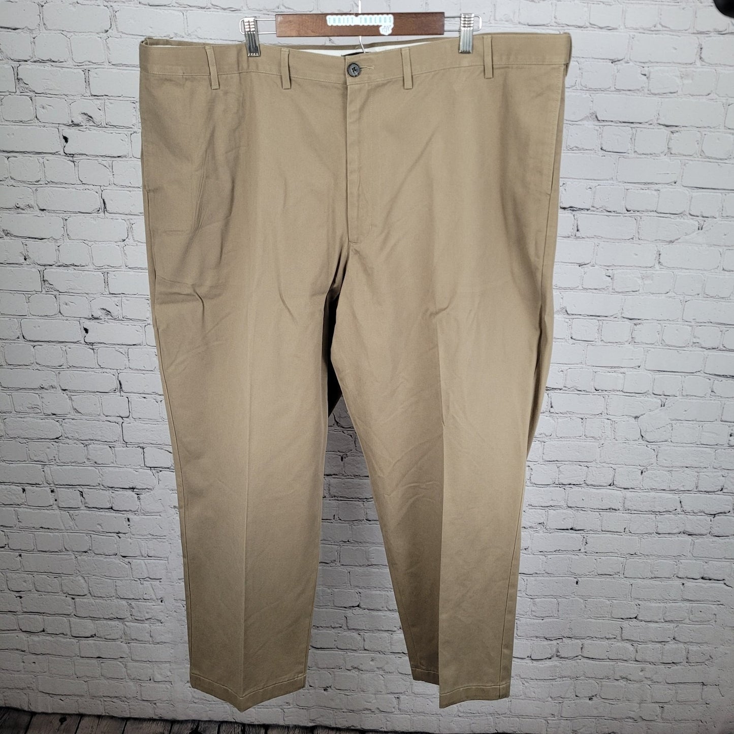Lands' End Tan 100% Cotton Traditional Fit Straight Leg Chino Pants 48/T (48x31)