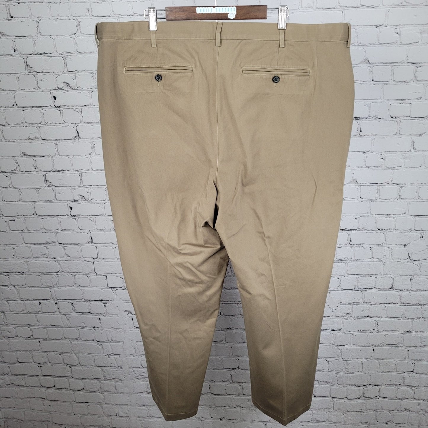 Lands' End Tan 100% Cotton Traditional Fit Straight Leg Chino Pants 48/T (48x31)