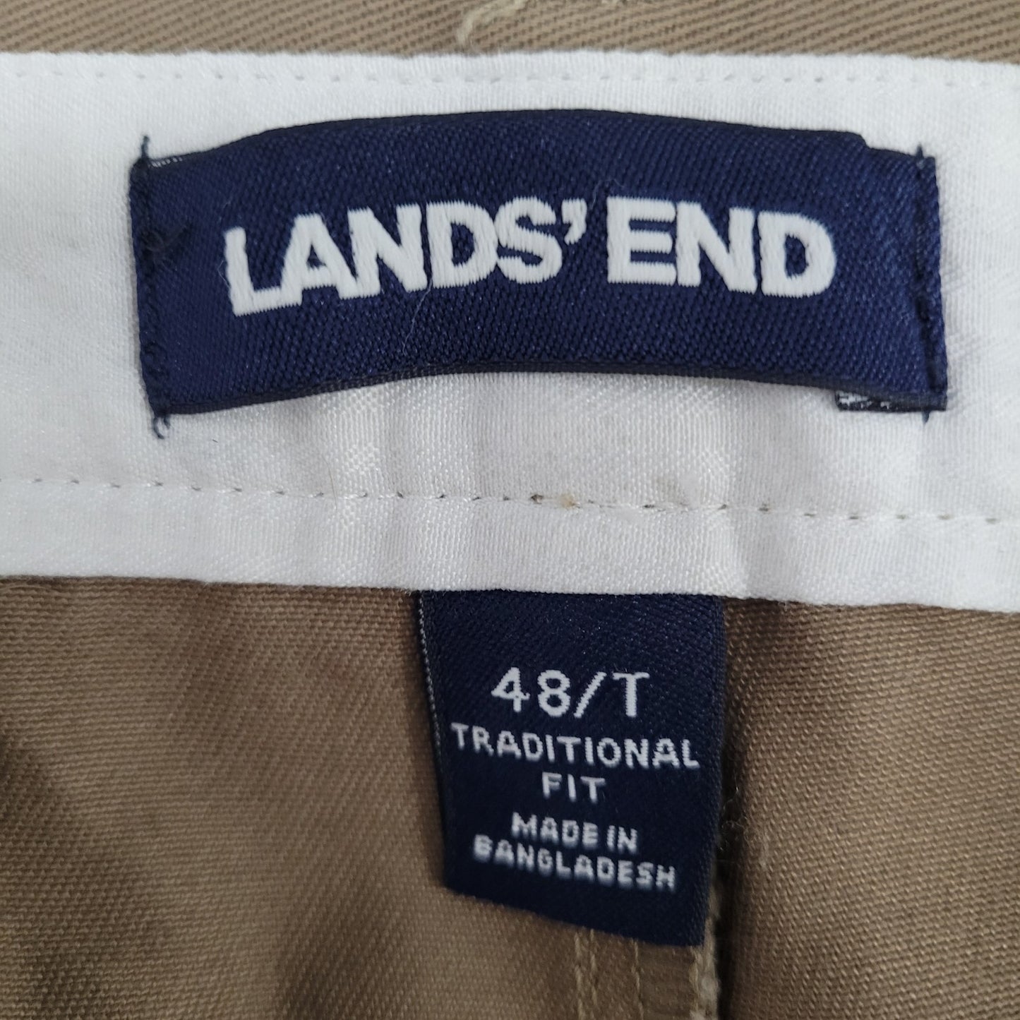Lands' End Tan 100% Cotton Traditional Fit Straight Leg Chino Pants 48/T (48x31)
