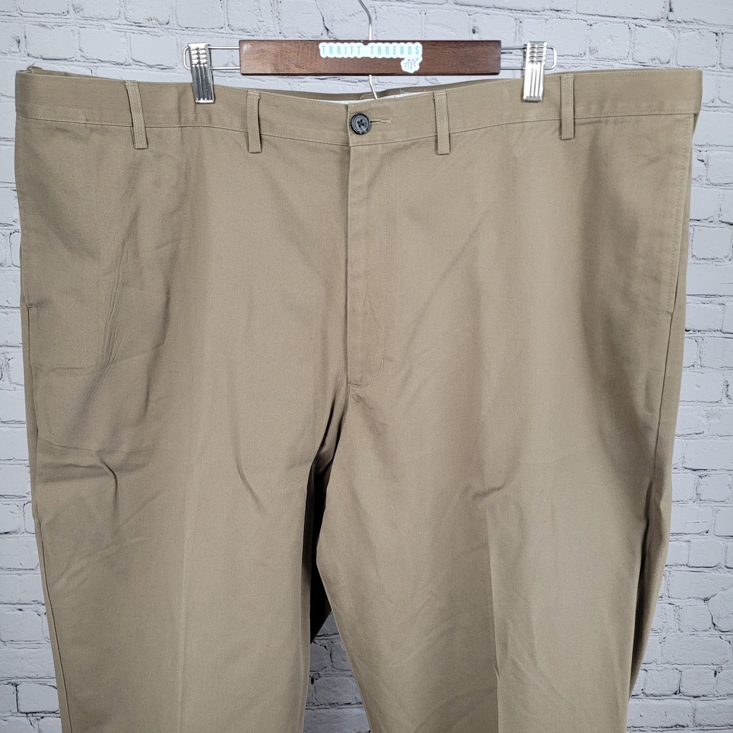 Lands' End Tan 100% Cotton Traditional Fit Straight Leg Chino Pants 48/T (48x31)