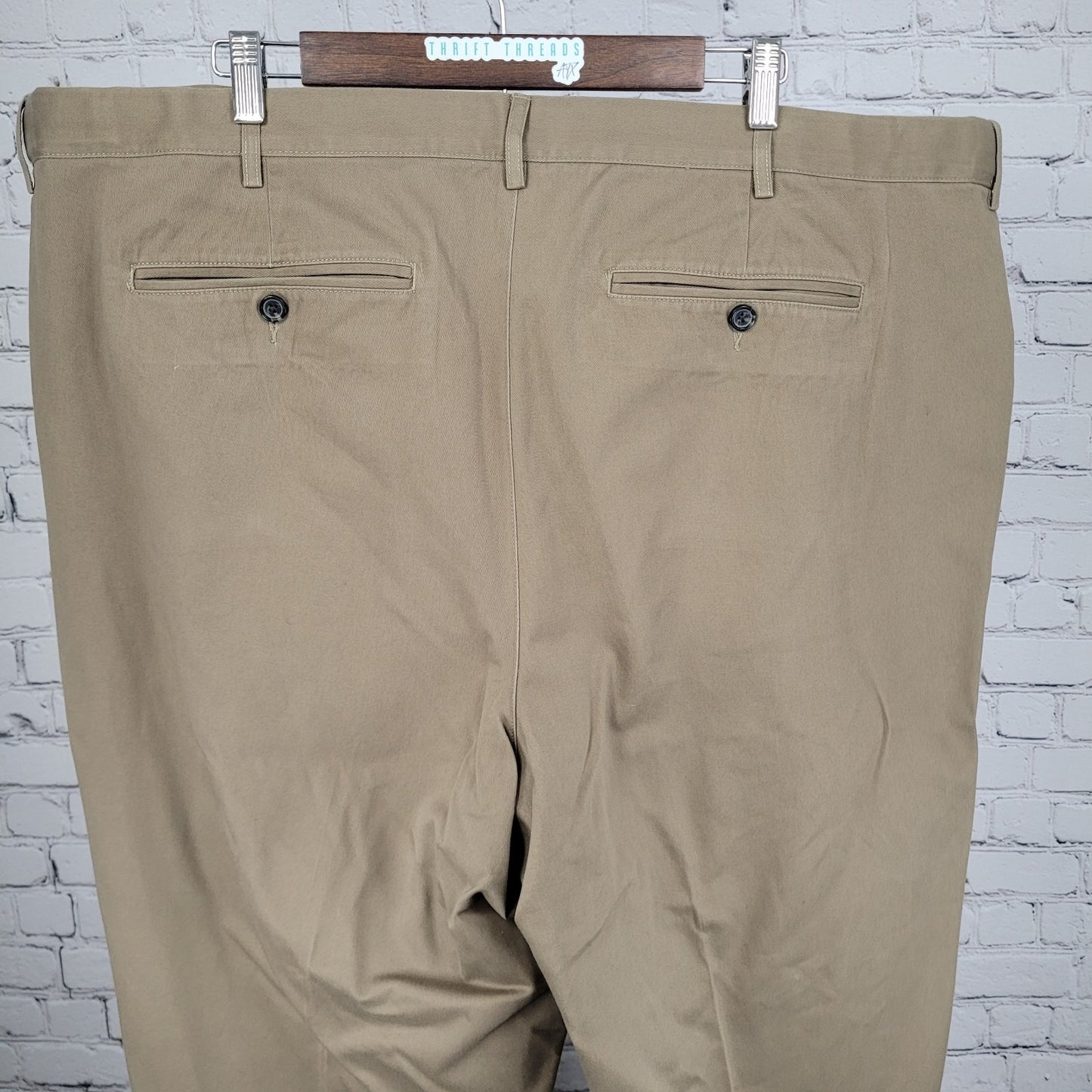 Lands' End Tan 100% Cotton Traditional Fit Straight Leg Chino Pants 48/T (48x31)