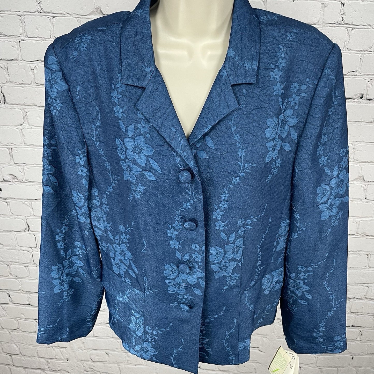 NWT Adrianna Papell Blue Floral Buttoned Collared Lightweight Jacket Size 12