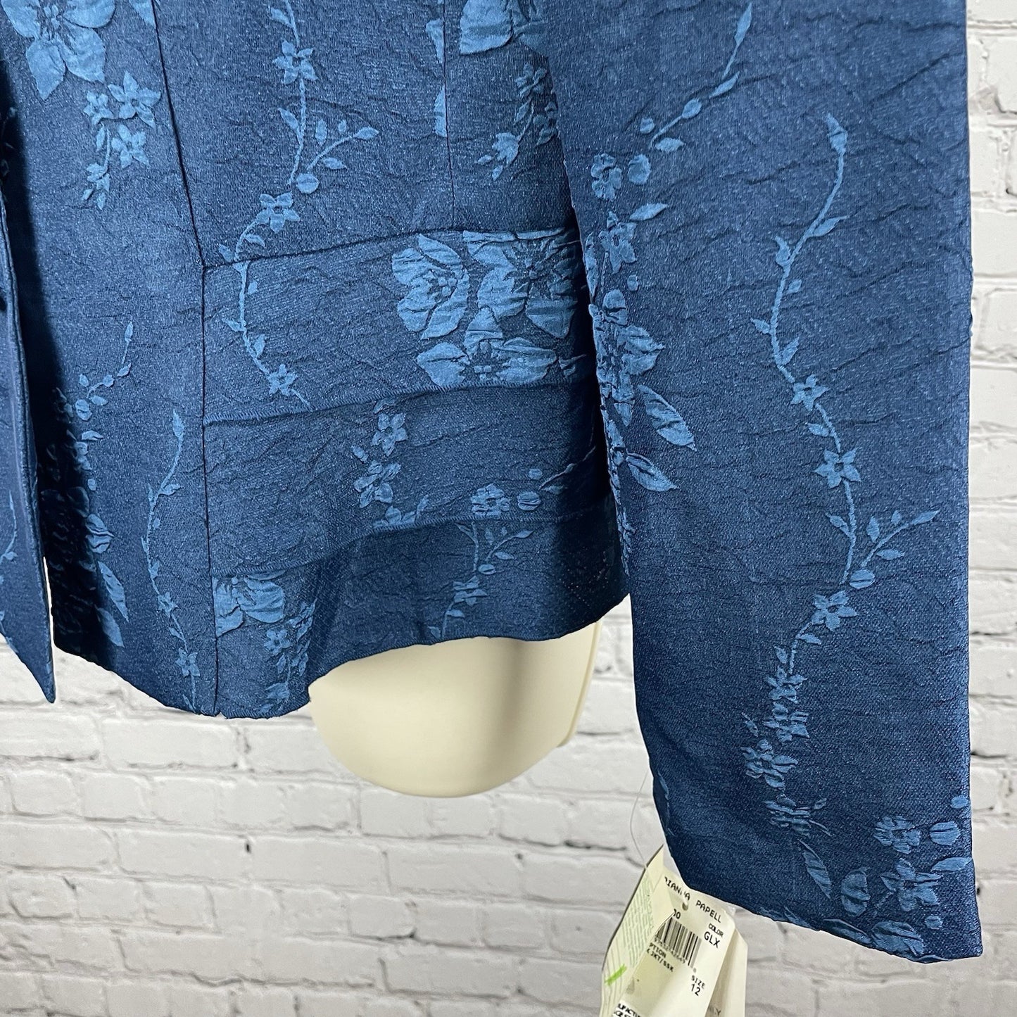 NWT Adrianna Papell Blue Floral Buttoned Collared Lightweight Jacket Size 12