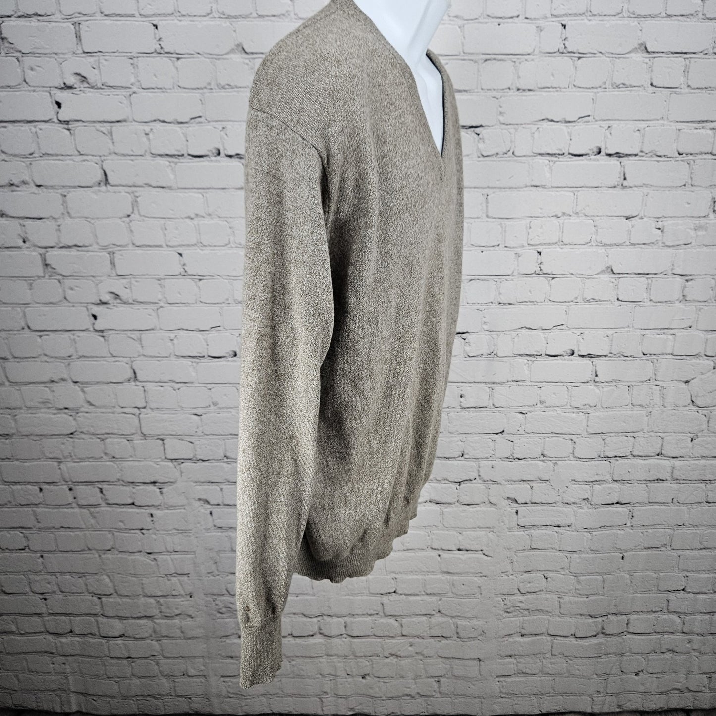 NKO Cashmere Stores Brown 100% Cashmere Knit V Neck Pullover Sweater Large XL