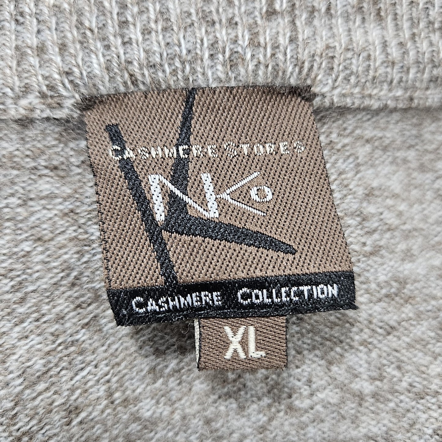 NKO Cashmere Stores Brown 100% Cashmere Knit V Neck Pullover Sweater Large XL