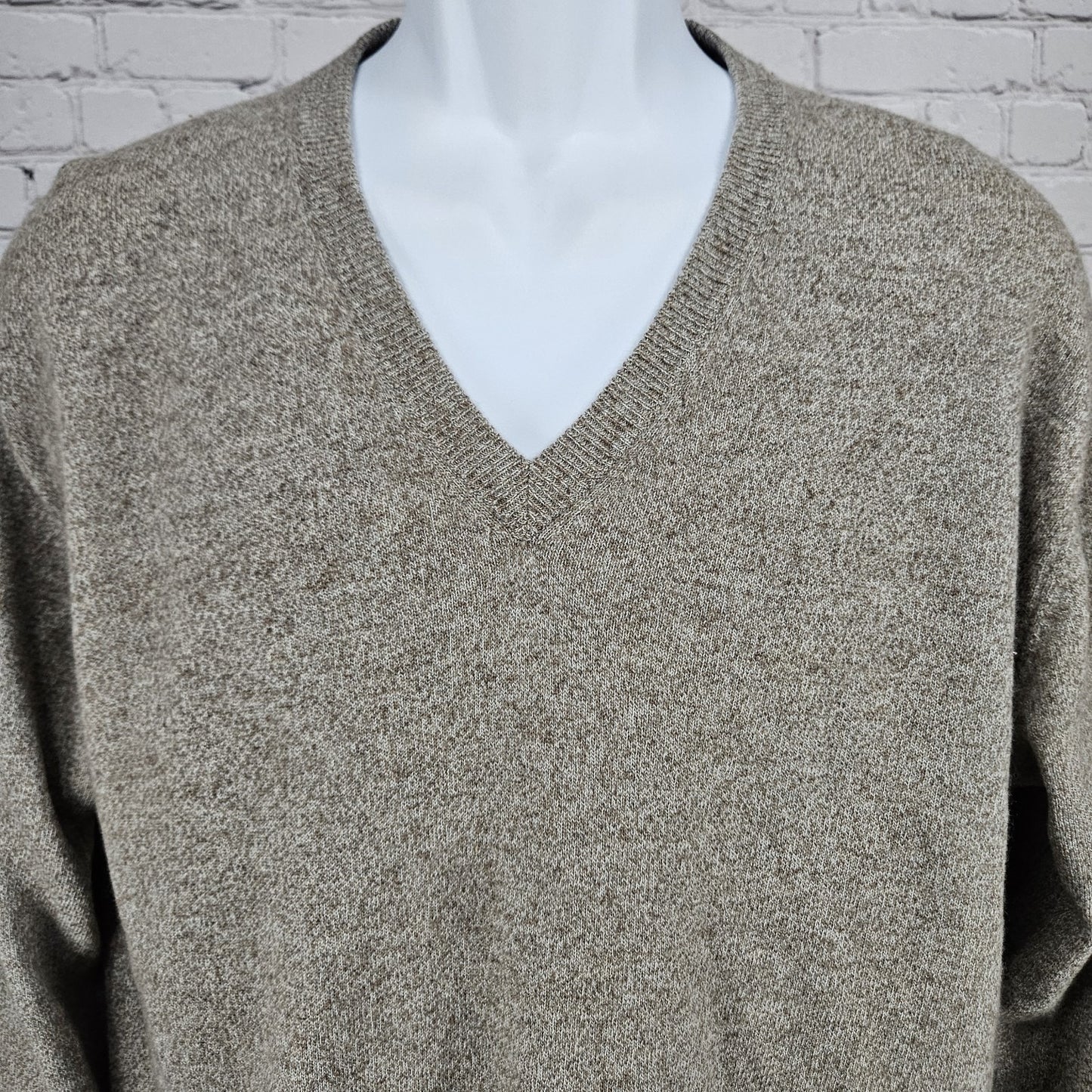 NKO Cashmere Stores Brown 100% Cashmere Knit V Neck Pullover Sweater Large XL